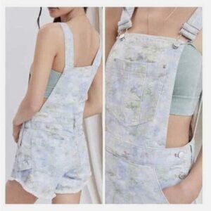 Anthropologie Pilcro Printed Cut Off Overall Romper